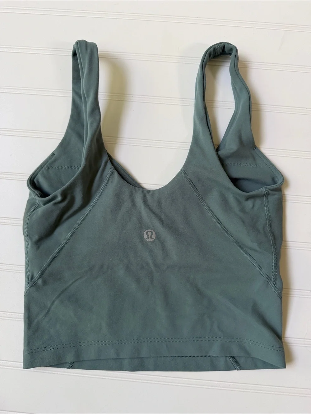 (062)lululemon athletica V-Neck Seamless Crop Top - Slate Green